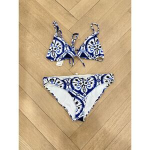 Johanna Ortiz	Azure Waters bikini set (blue & white tile print)	- Small